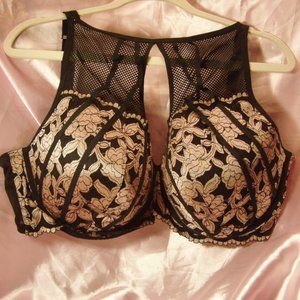 Cacique Balconette Bra Size 46D Floral and Black